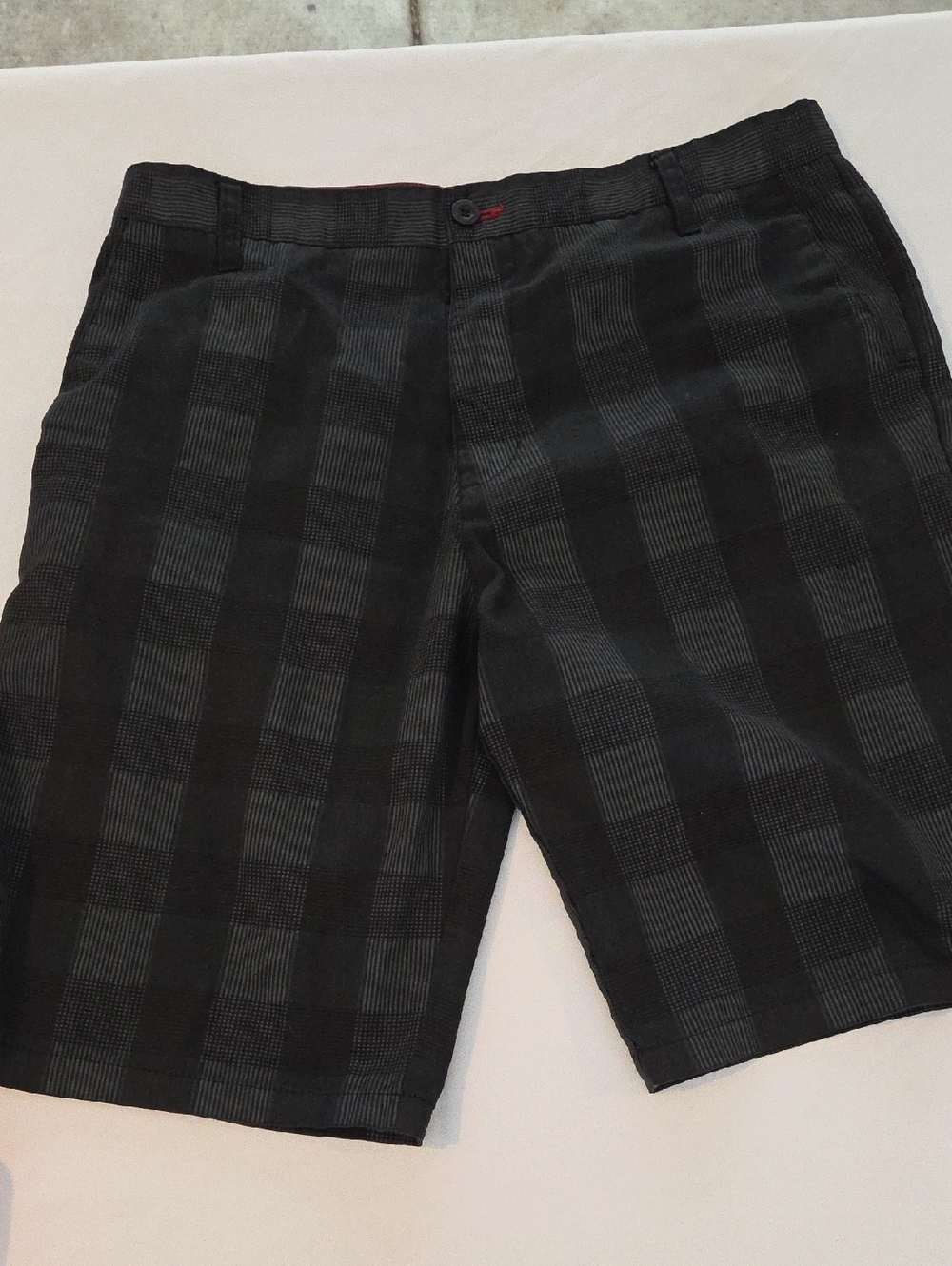 burnside Black Plaid Flat-Front Men's Shorts